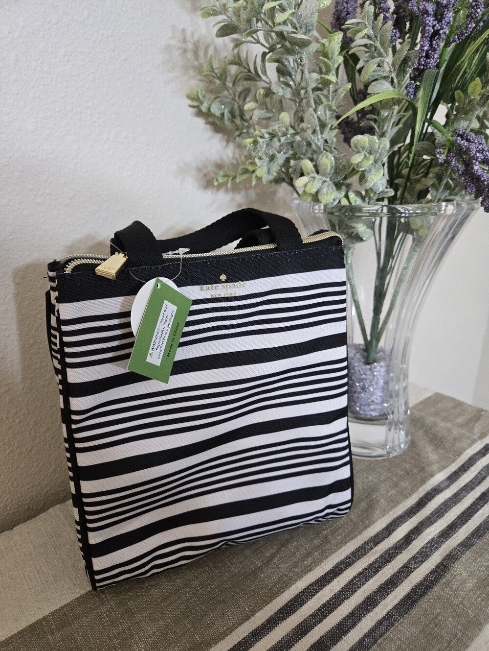 Kate Spade NWT Striped Insulated Lunch Bag With Food Storage Container